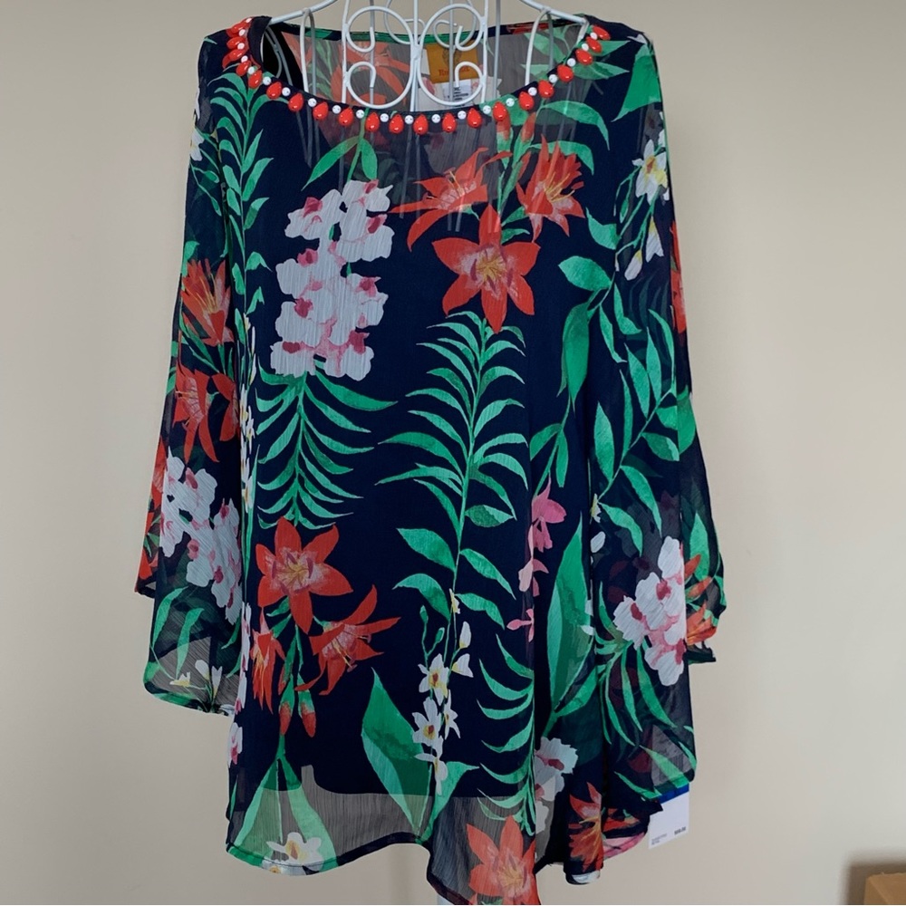 NWT Ruby Rd Blouse Size XL Tropical Punch